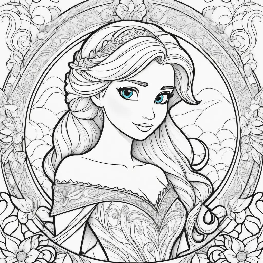 Elsa Anna coloring page with princess coloring pages