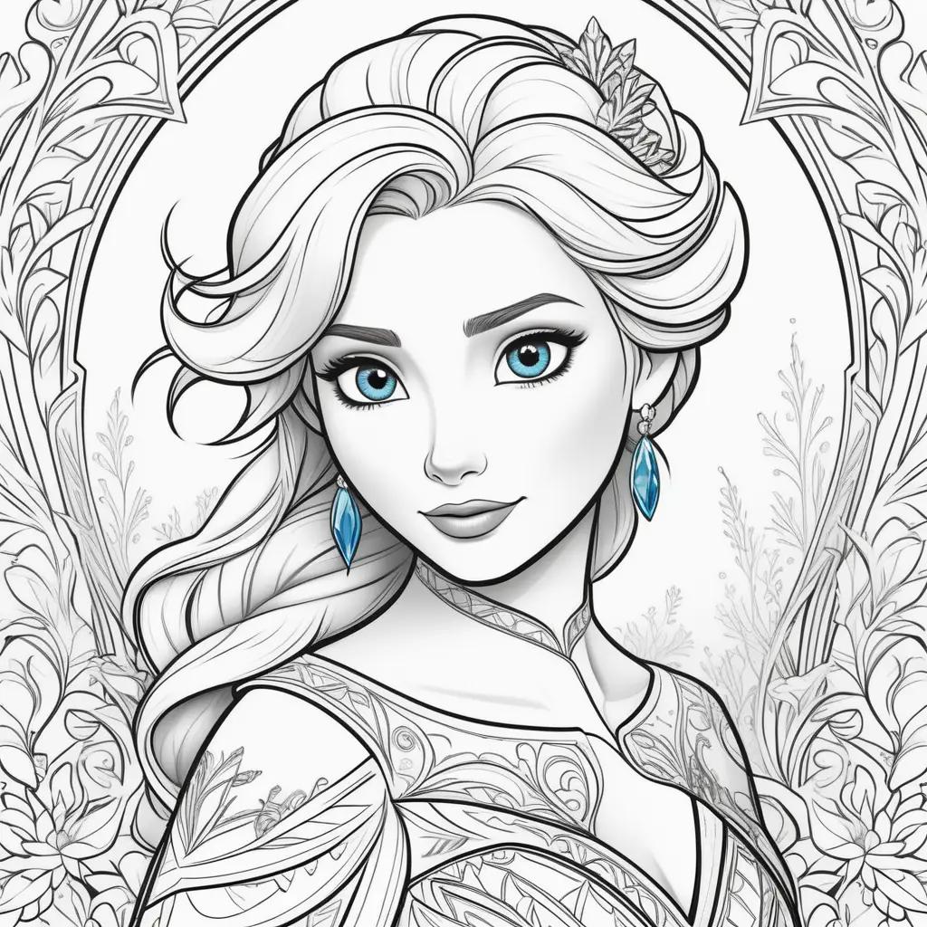 Elsa Coloring Page from Frozen: Coloring Pages for Adults