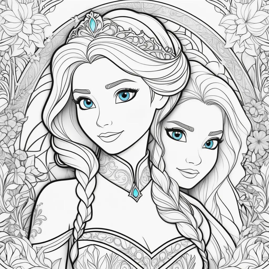 Elsa and Anna coloring page, princesses, Disney