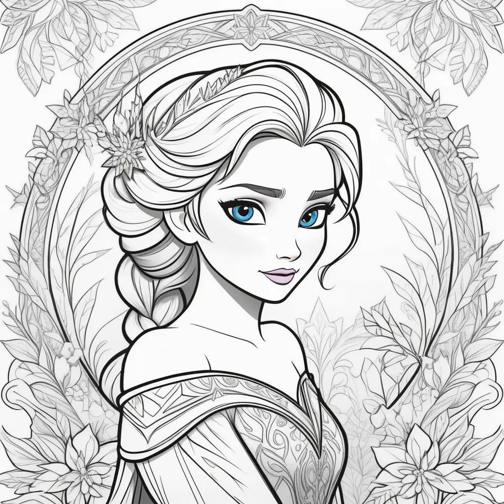 Elsa from Frozen coloring pages in black and white