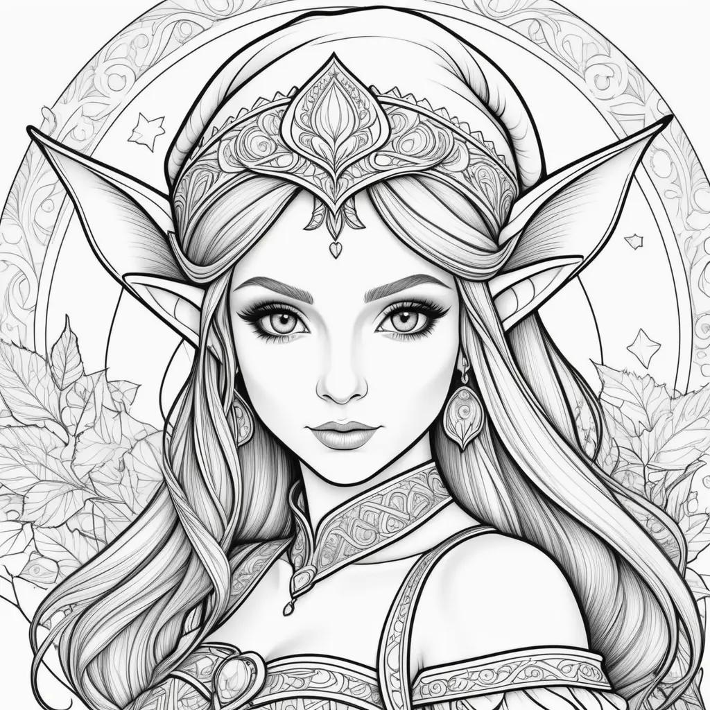 Elven coloring pages with detailed lines