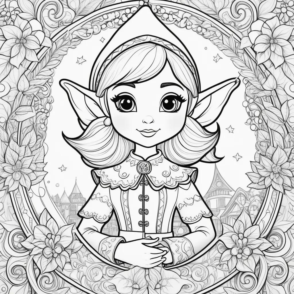 Elves on shelf coloring pages for kids