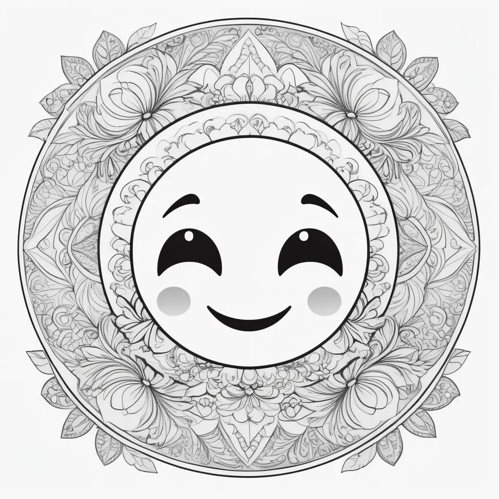 Emoji coloring pages with black and white design