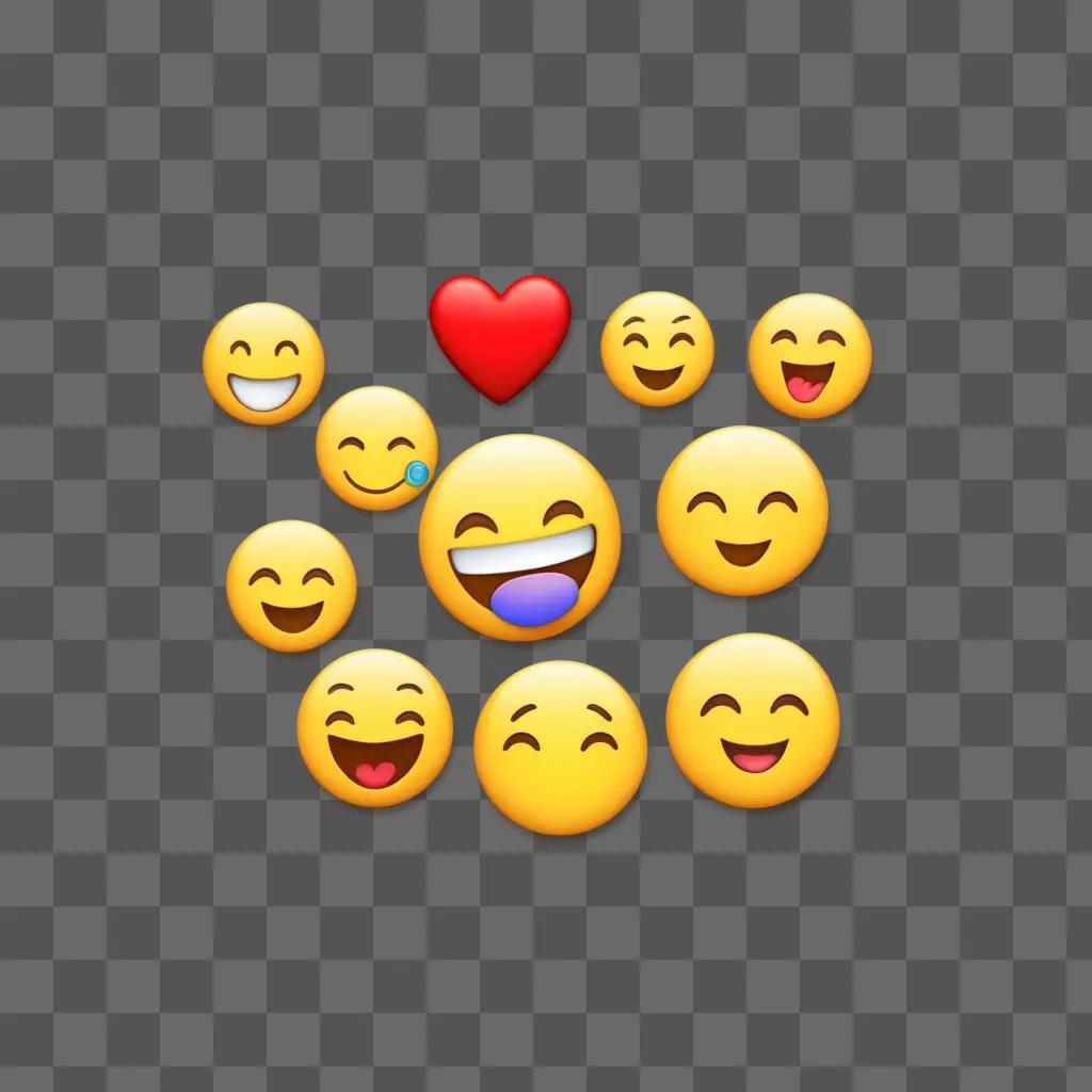 Emojis of different expressions on a yellow background