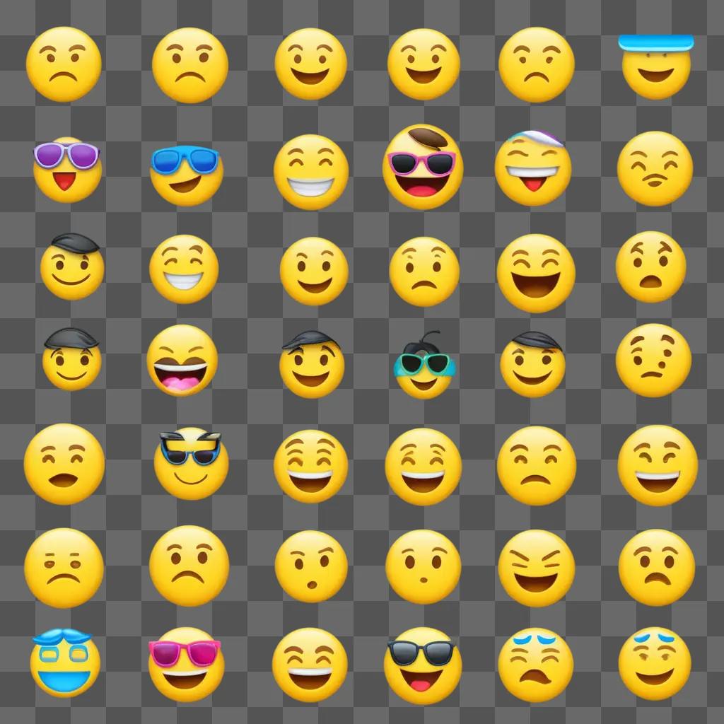 Emojis of faces with sunglasses and a smiley face