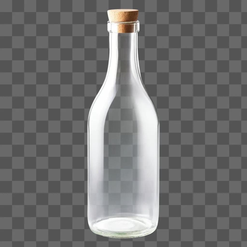 Empty glass bottle with a cork on top