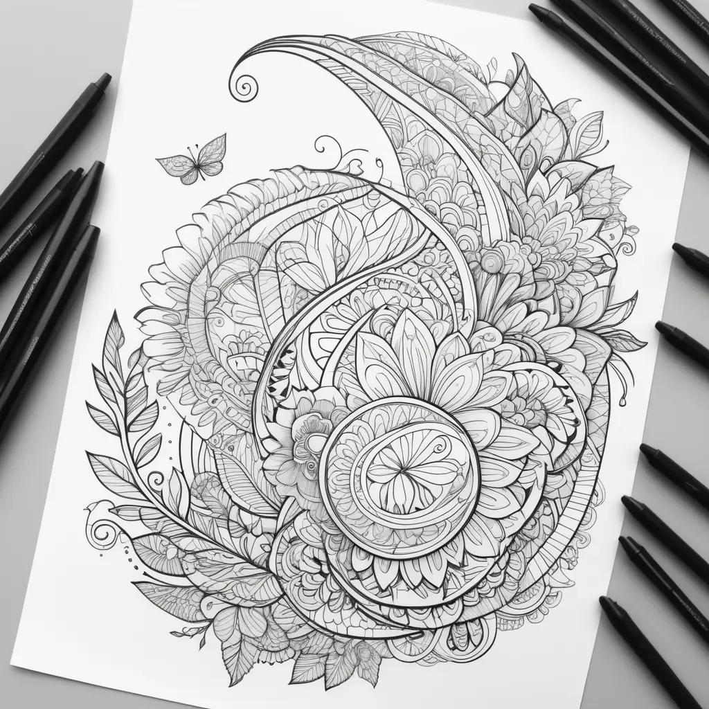 Encanto coloring page with butterflies and flowers