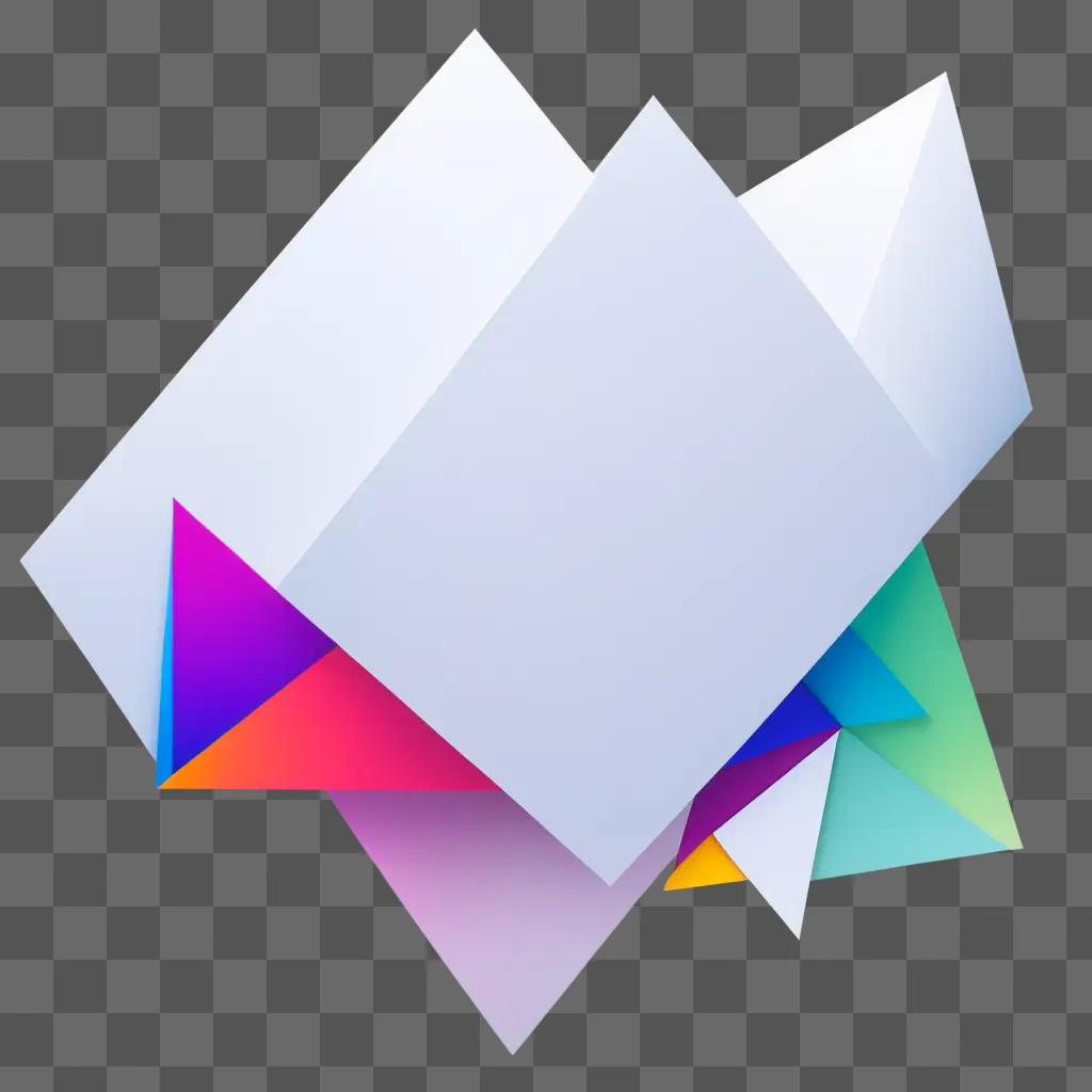 Enhanced image of abstract shapes and white paper