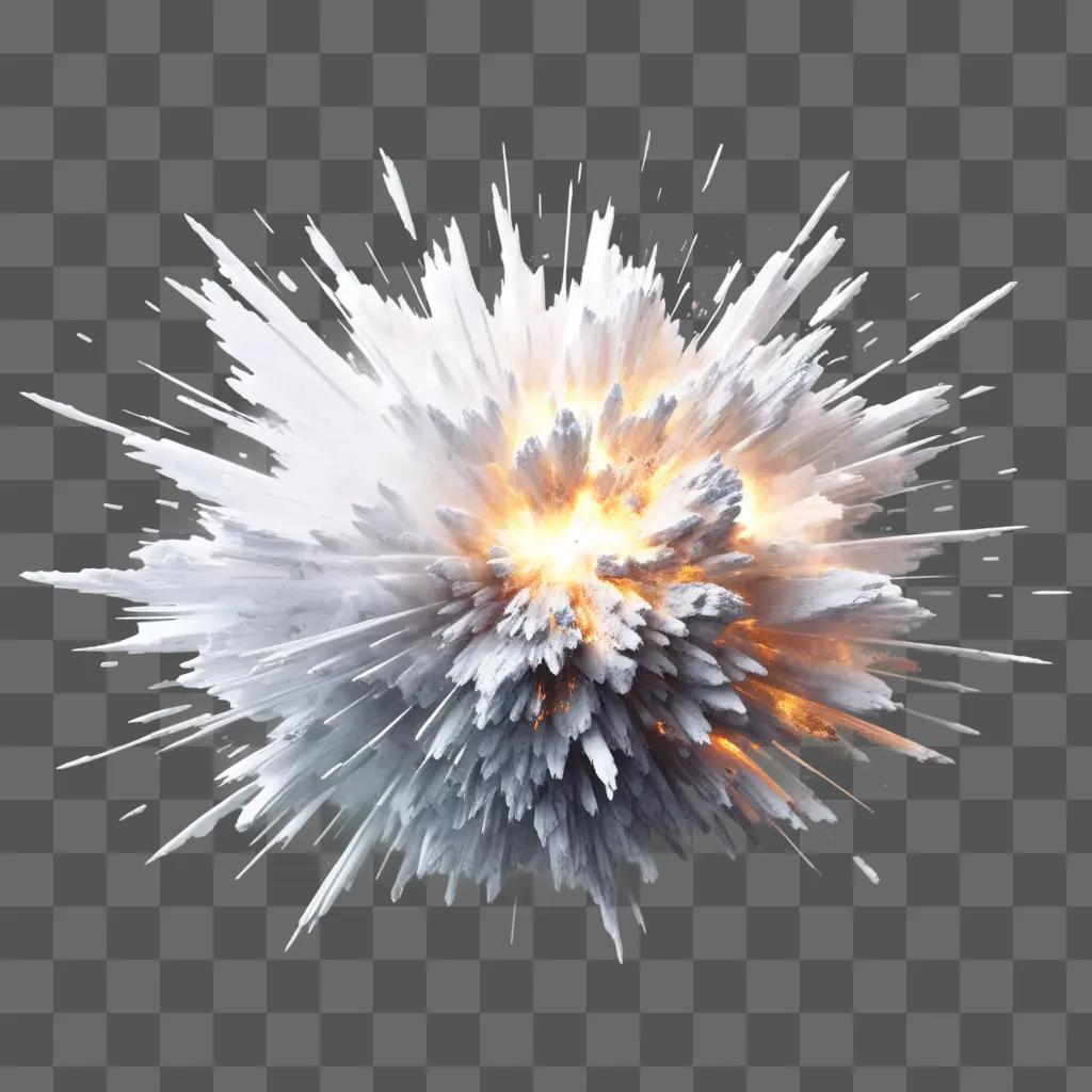 Explosion of a white object with a glowing center