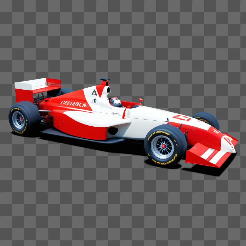 F1 car with red and white colors on a pink background