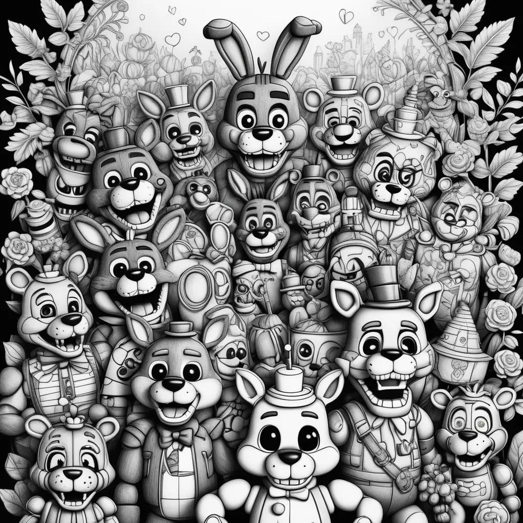 FNAF coloring pages in black and white