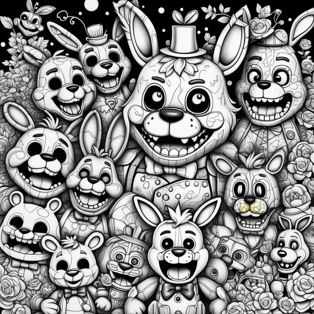 FNAF coloring pages with different characters