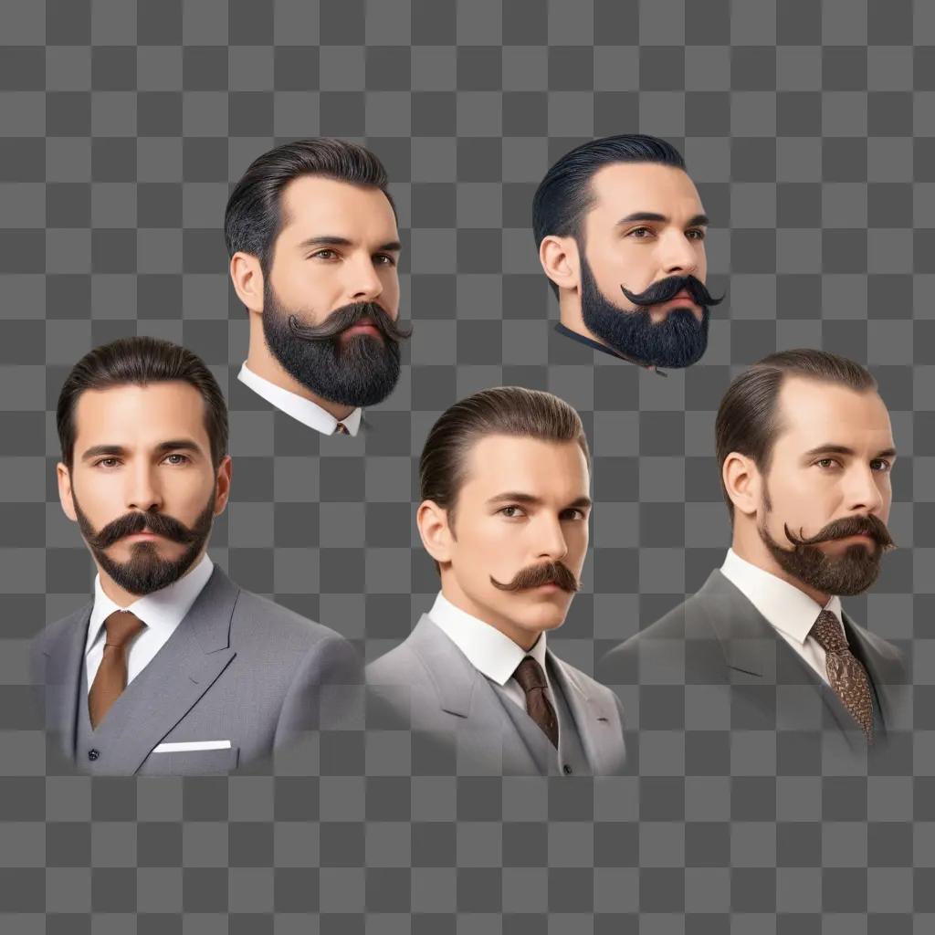 Facial hair styles of six men