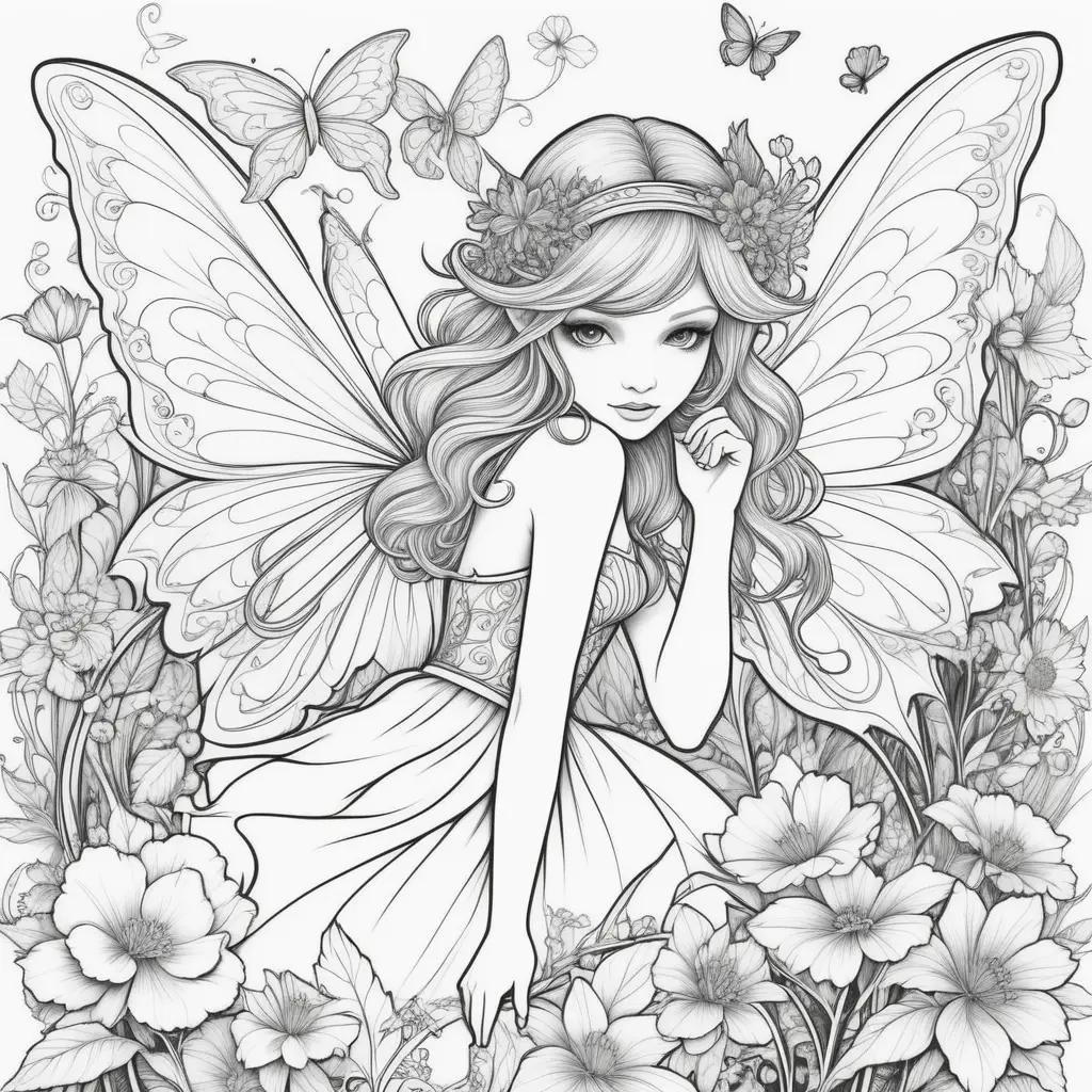 妖精の蝶とページをぬりえ