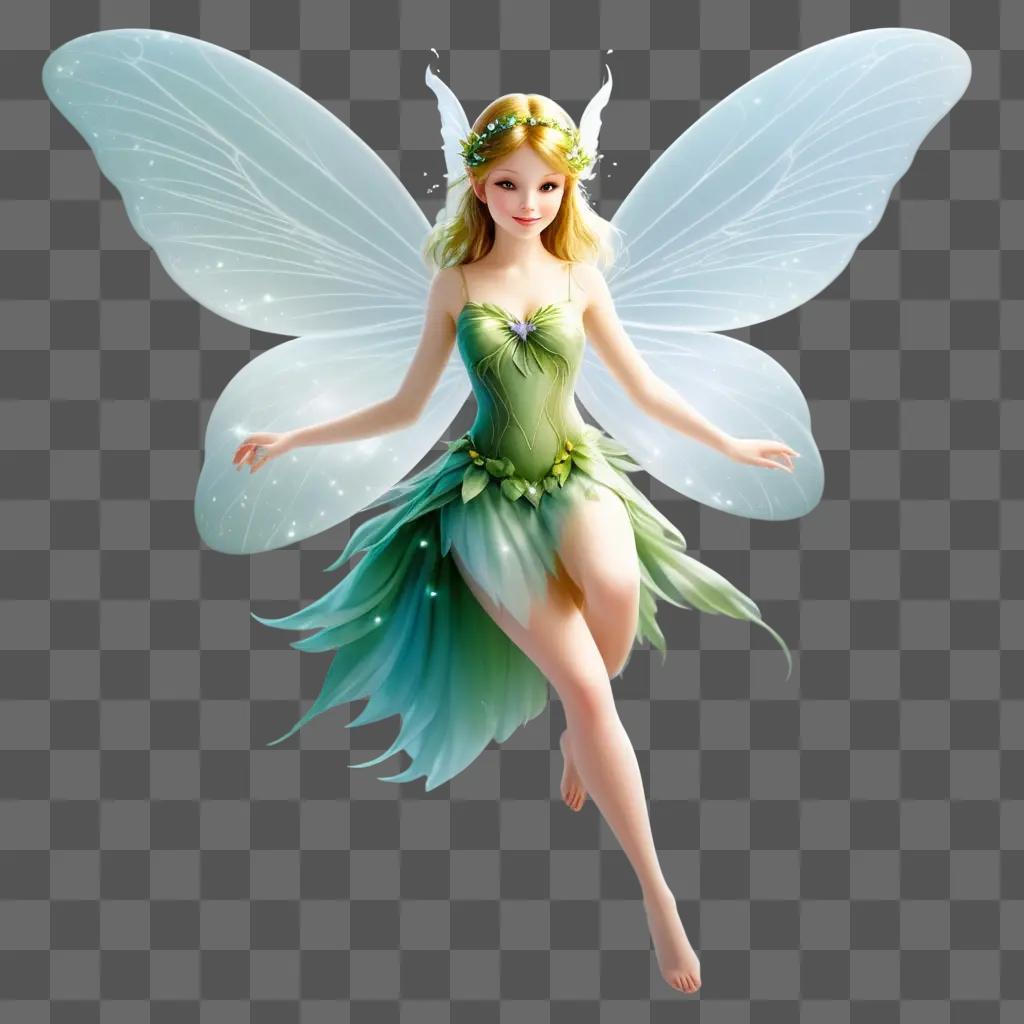 Fairy flying with wings and crown