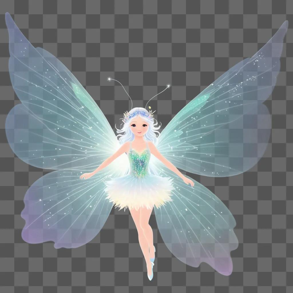 Fairy with sparkles on wings and dress