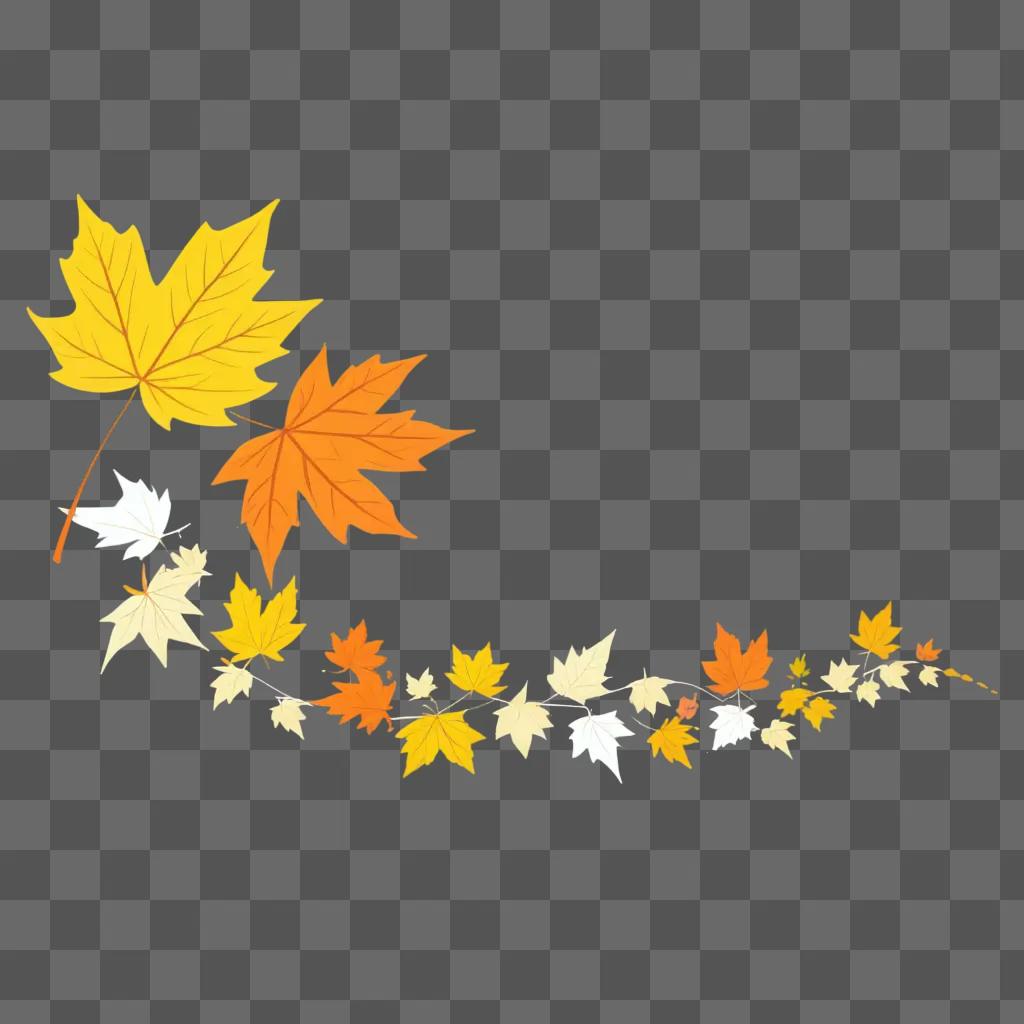 Fall leaves on a yellow background