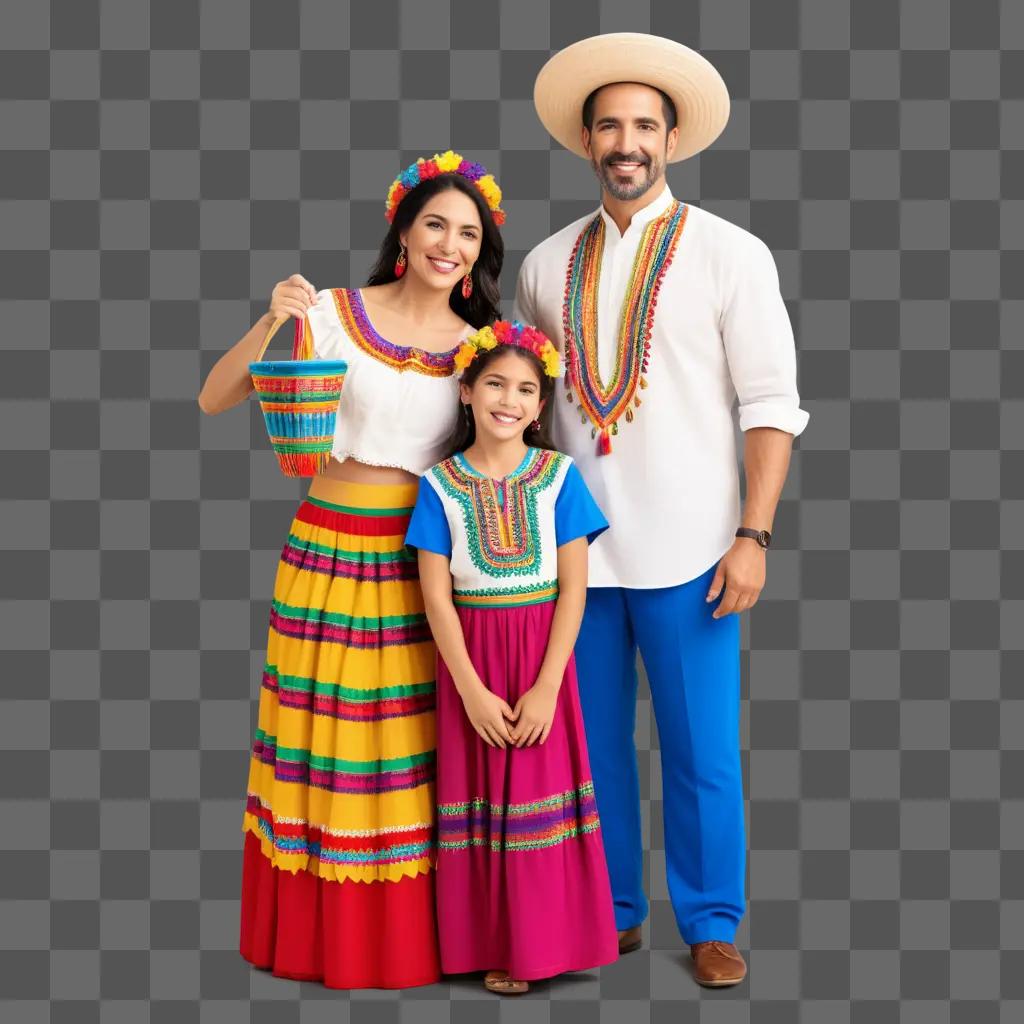 Families pose for colorful photo in traditional Mexican attire