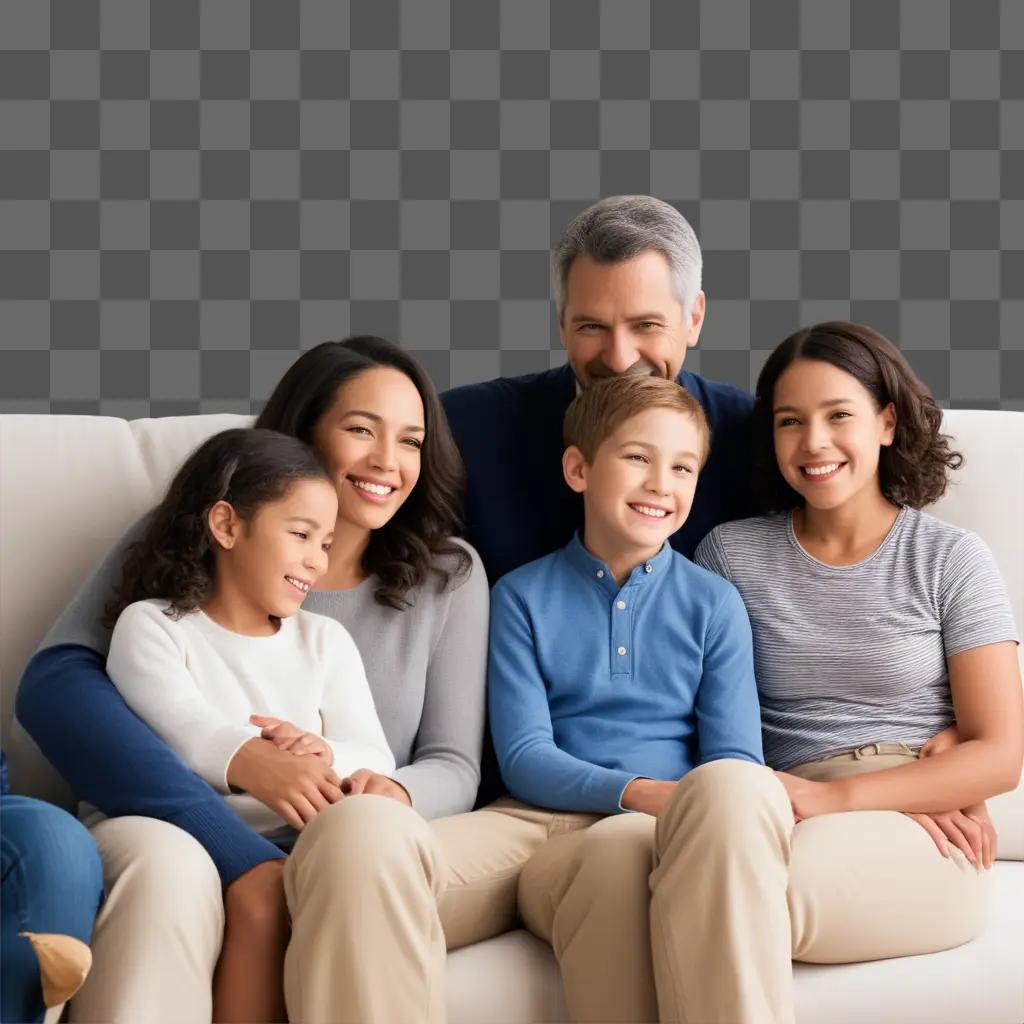 Family portrait with blurred background