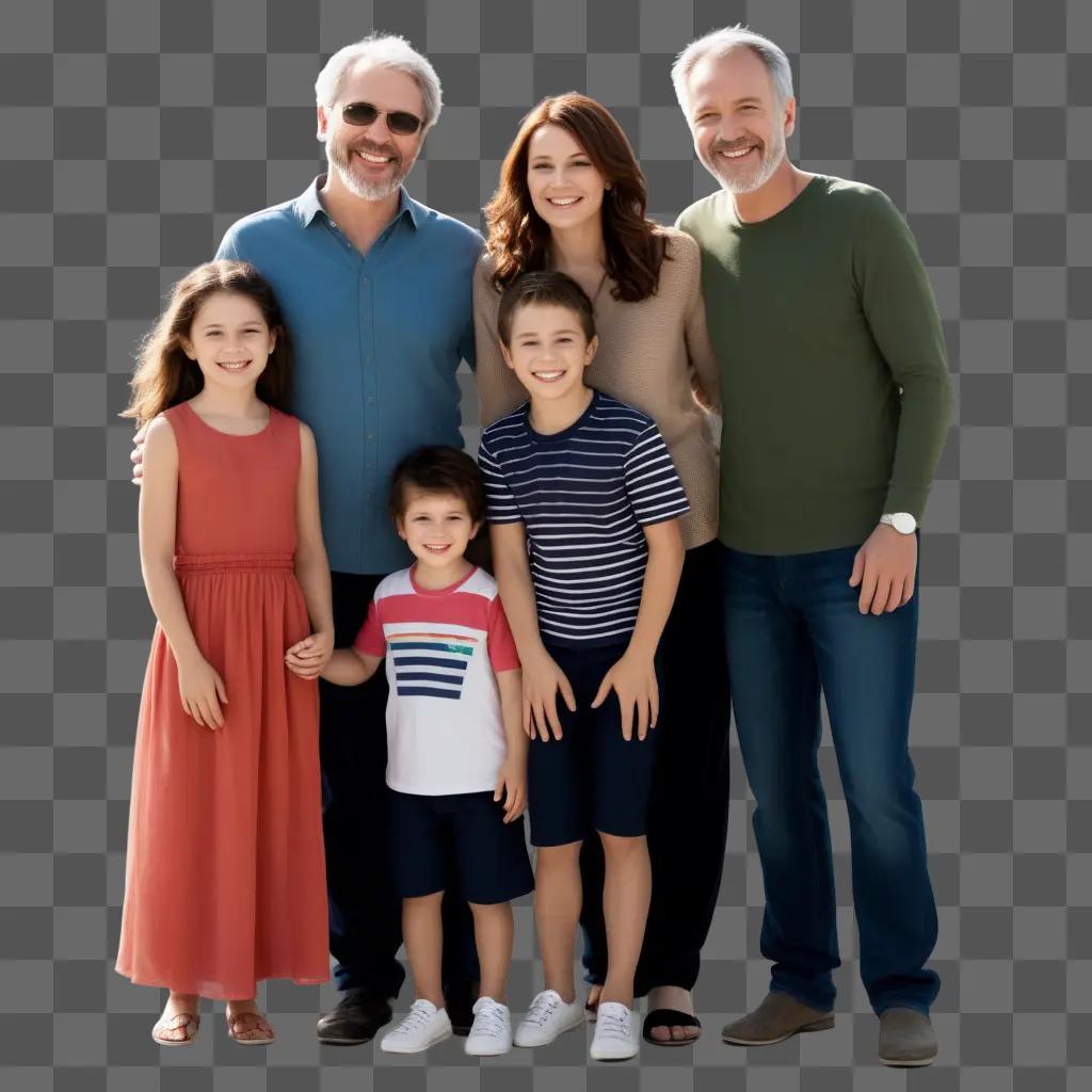 Family portrait with transparent background