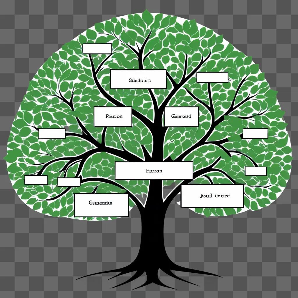 Family tree with names on each branch