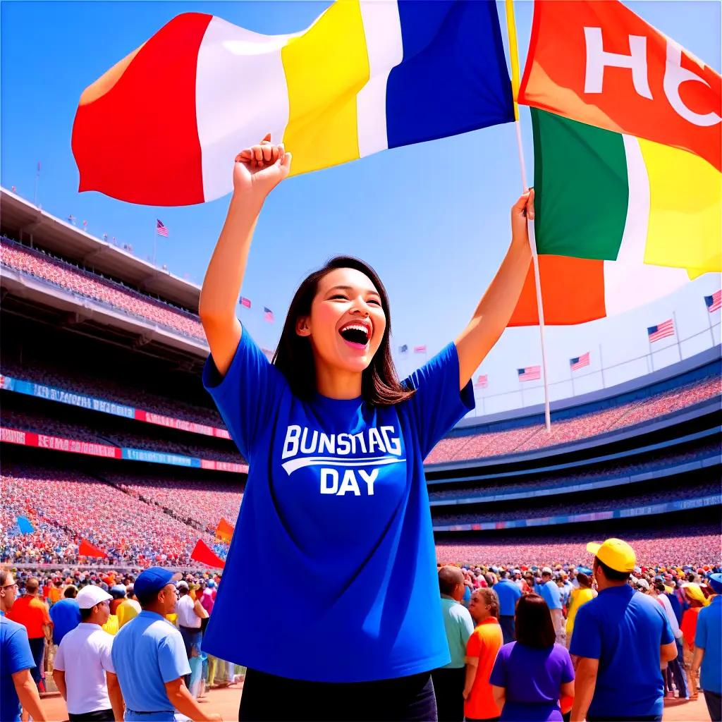 Fan in Bunsnag Day jersey at stadium on opening day