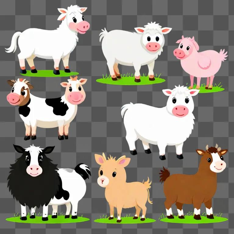 Farm Animals Clipart: 9 Cute Animal Cliparts