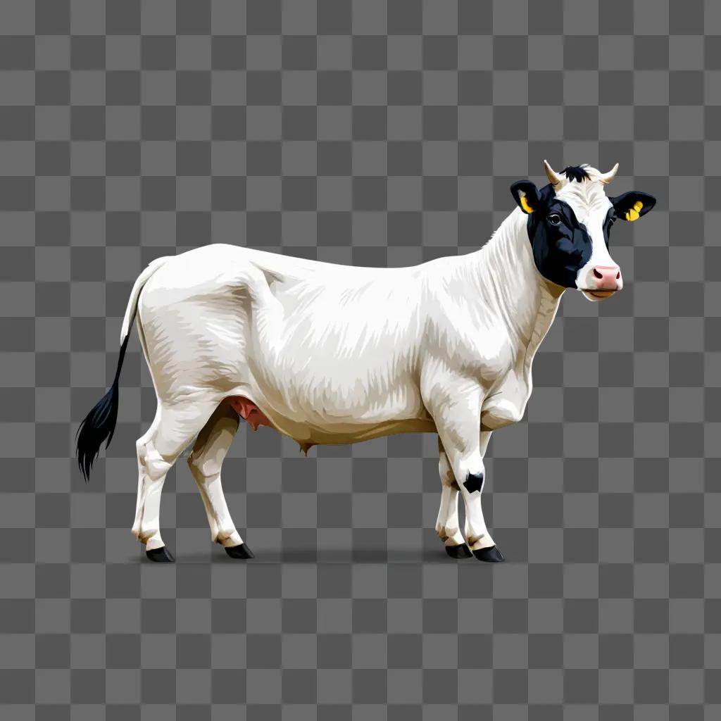 Farm animal clipart cow standing on gray background