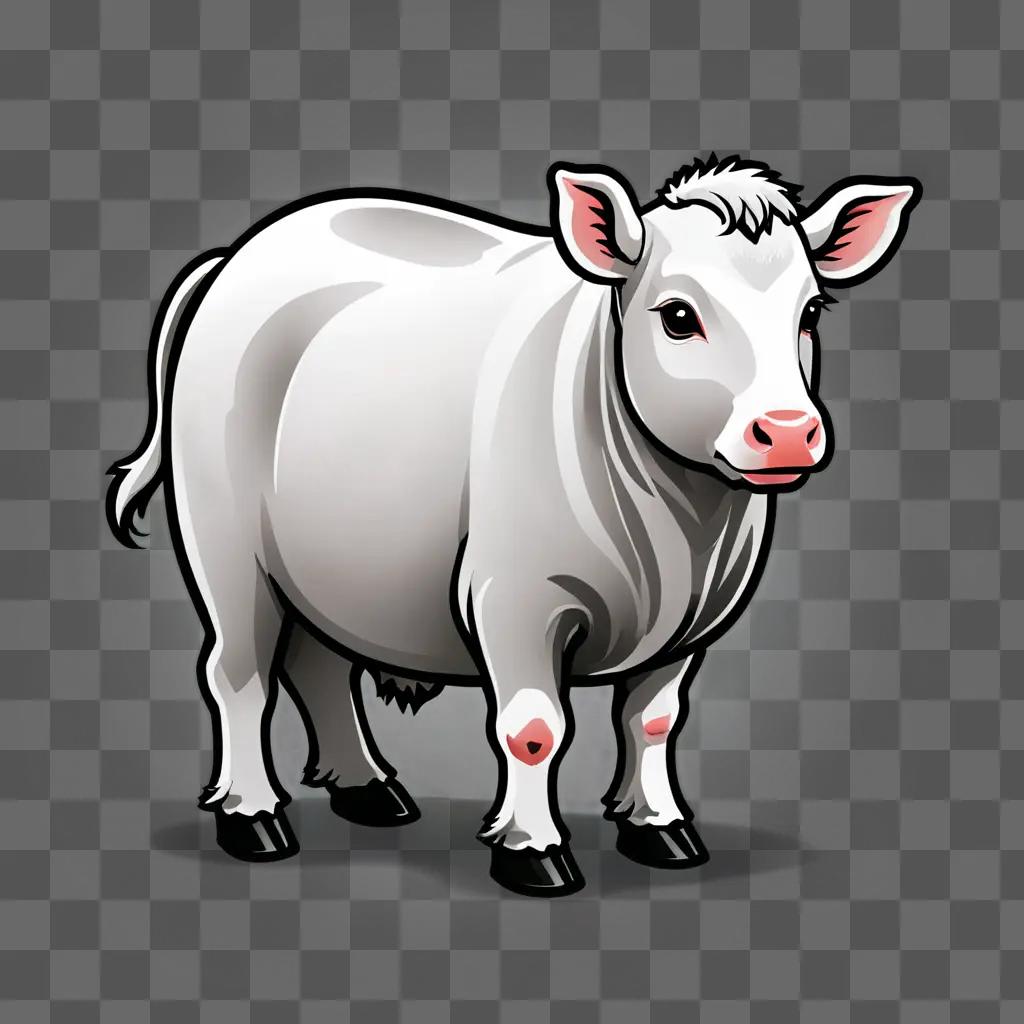 Farm animal clipart of a white cow