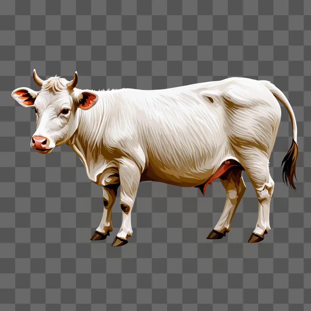 Farm animal clipart of a white cow