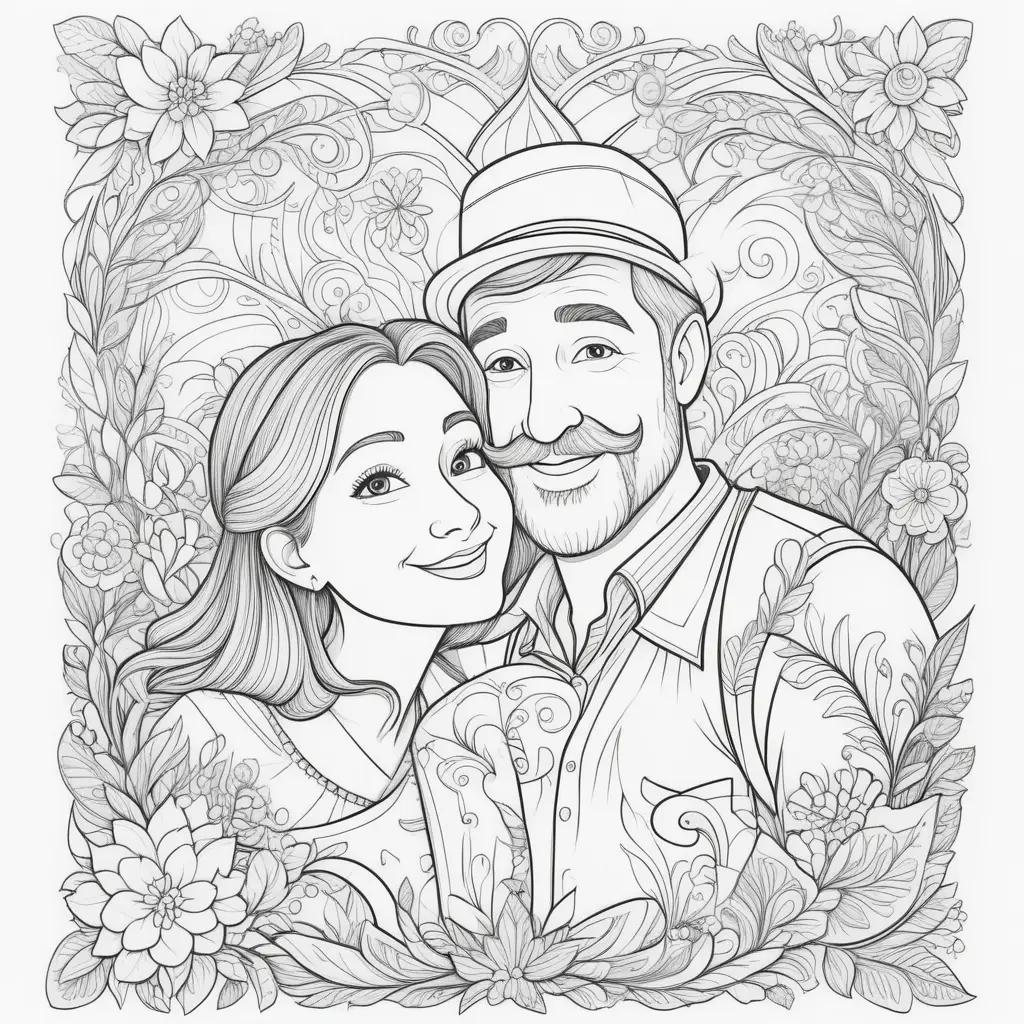 Father and Daughter Coloring Page for Fathers Day