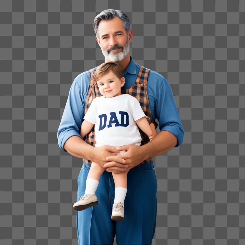 Father and son pose for a dad clipart picture