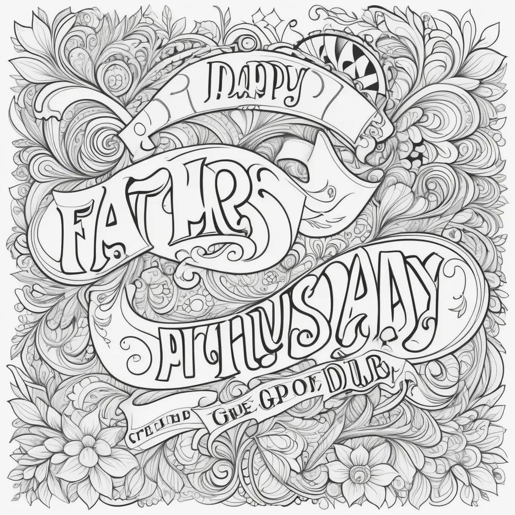 Fathers Day Coloring Page with Happy Fathers Day