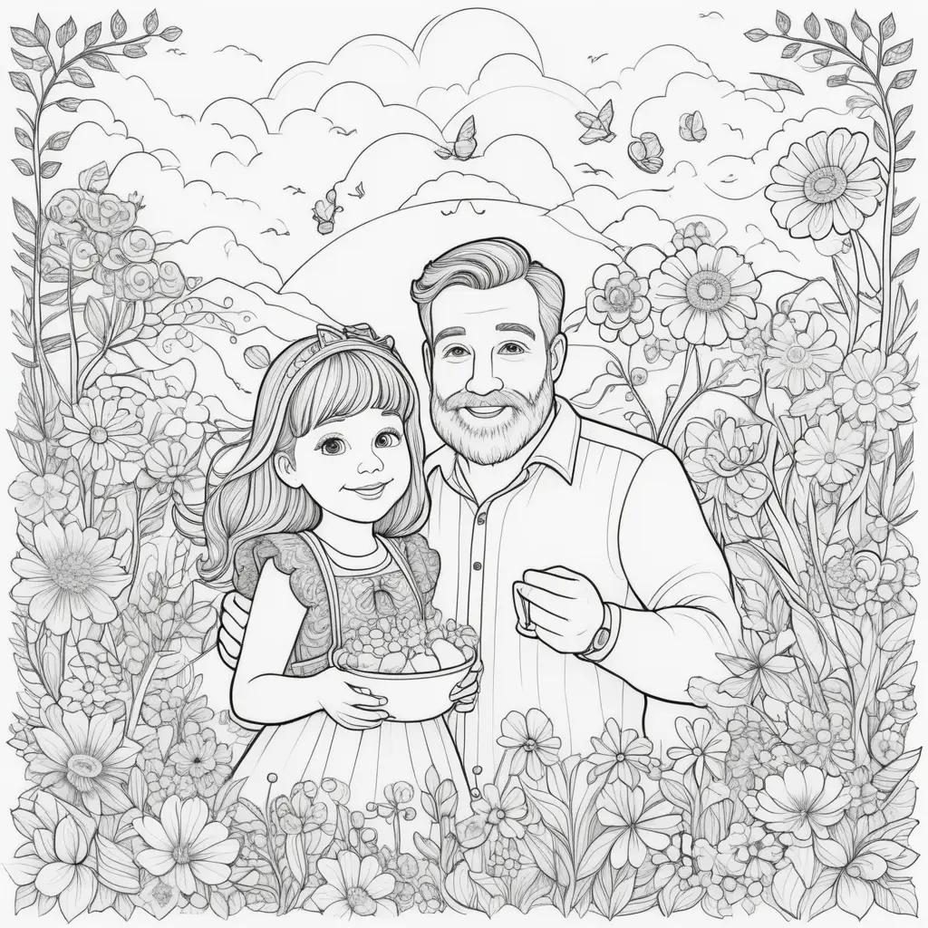 Fathers Day Coloring Page with a father and daughter