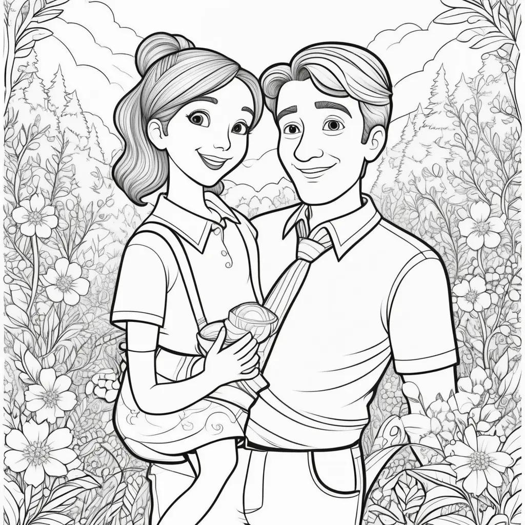 Fathers Day Coloring Pages: A Couple Holding a Cup