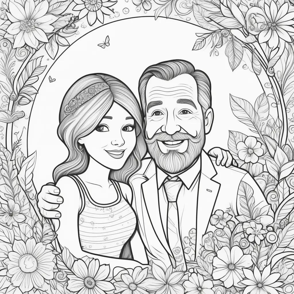 Fathers Day Coloring Pages Featuring a Father and His Wife