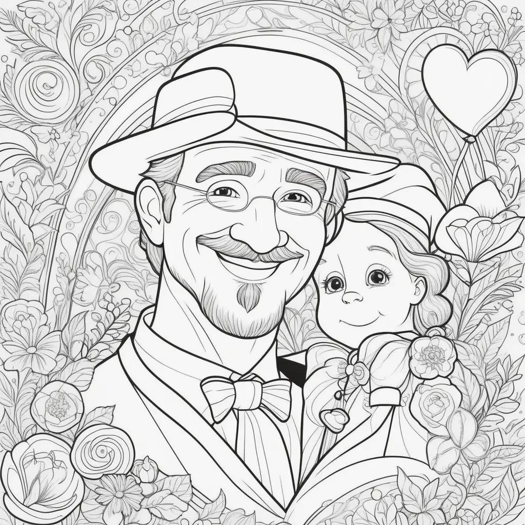 Fathers Day coloring page featuring a man and a child