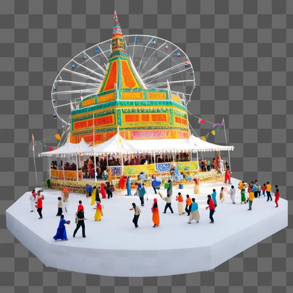 Festival miniature set with a ferris wheel