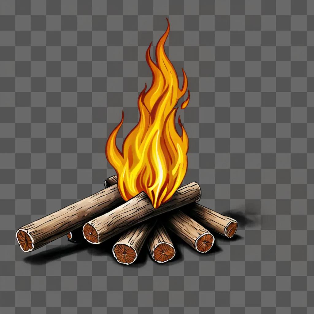 Fire drawing realistic