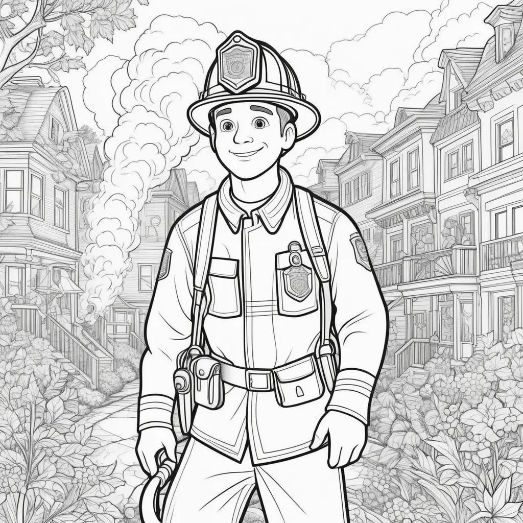 Fireman Coloring Pages: Coloring Page of a Fireman