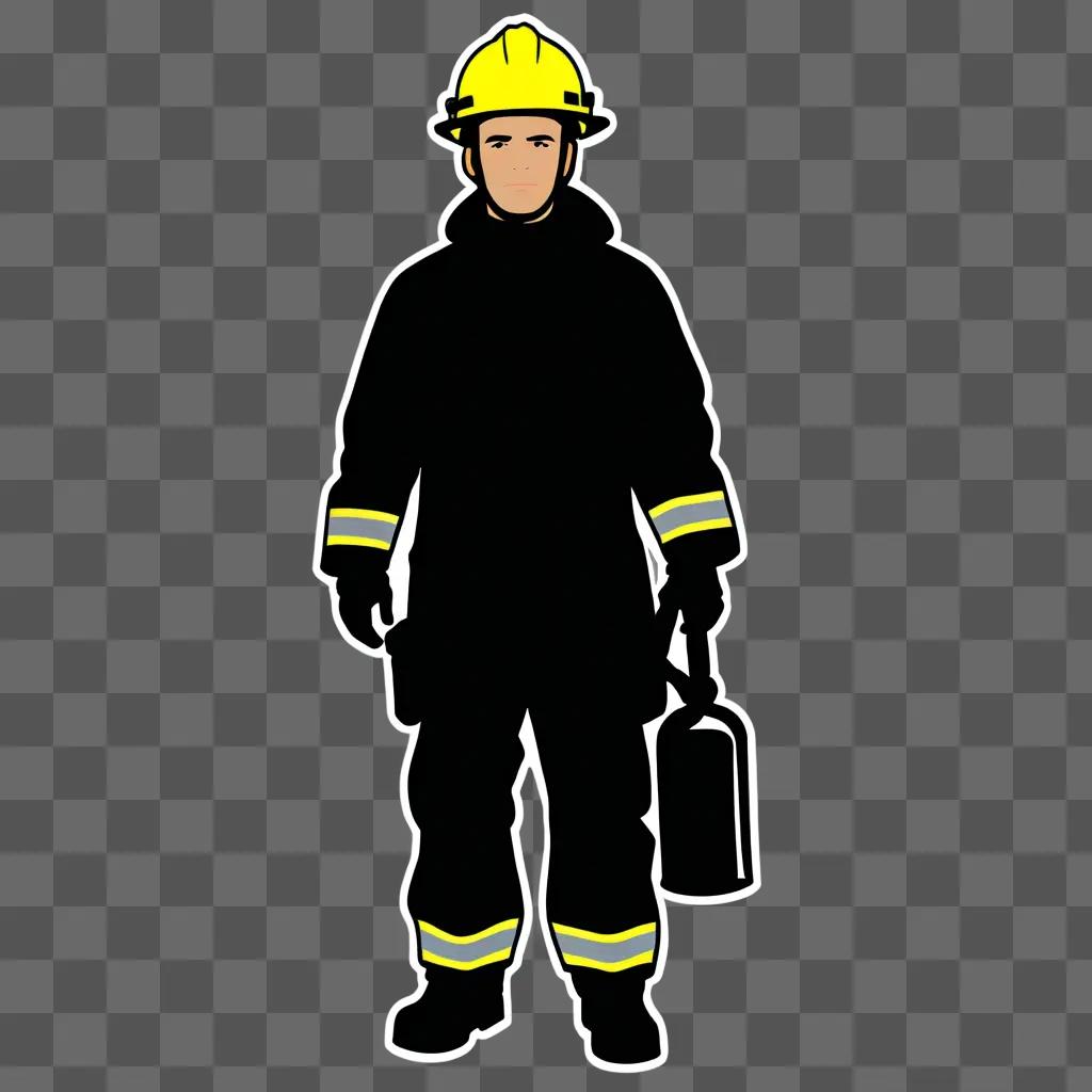 Fireman in silhouette holding a can