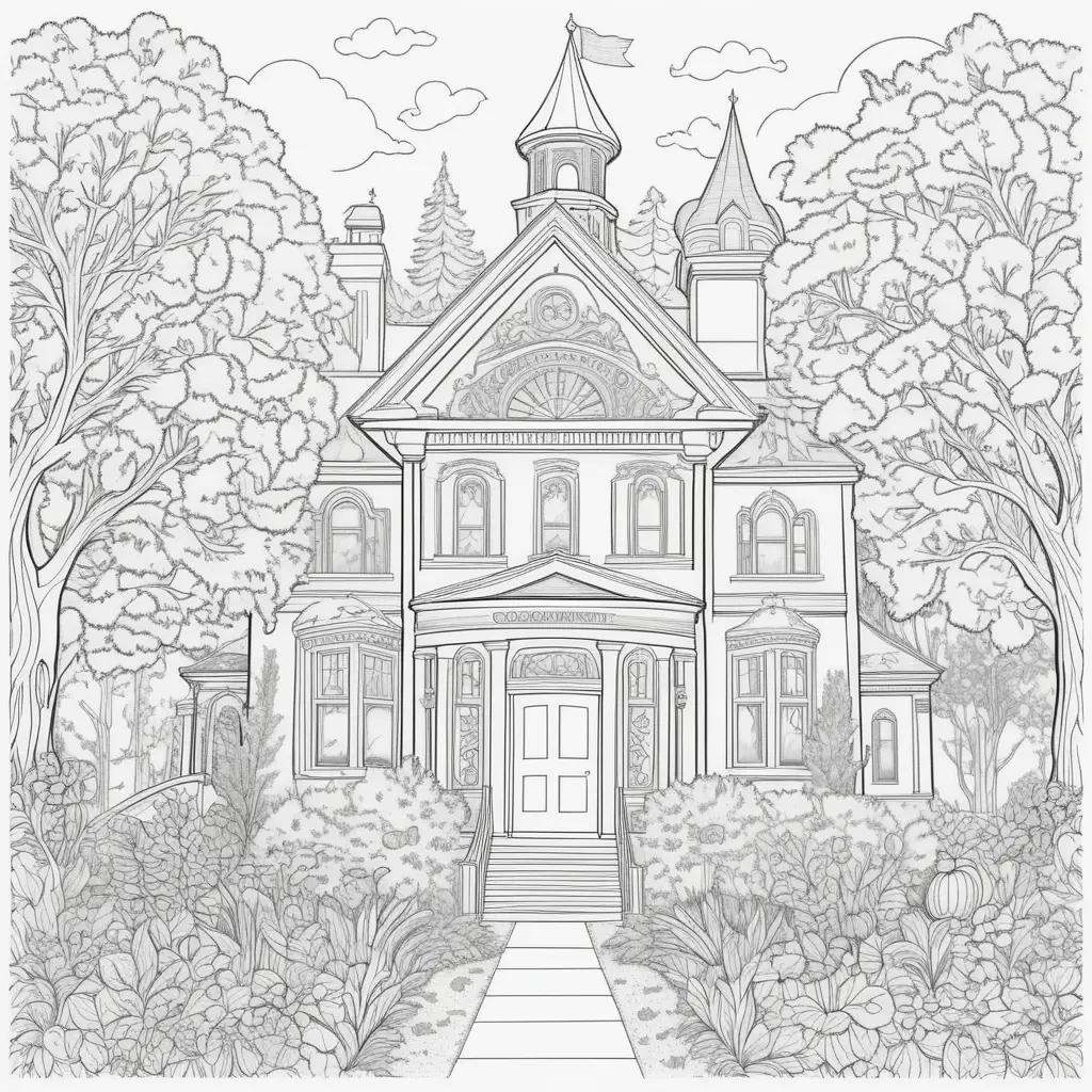 First Day of School Coloring Pages - A Scary Castle on a Halloween Scene