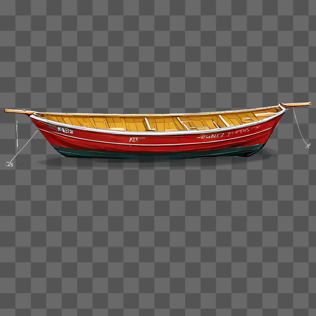 赤と緑の配色の漁船のクリップアート