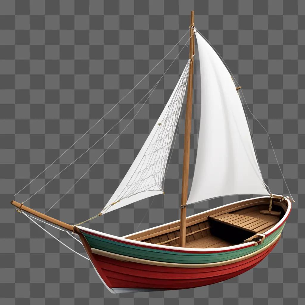 白い帆と木製のデッキを持つ漁船