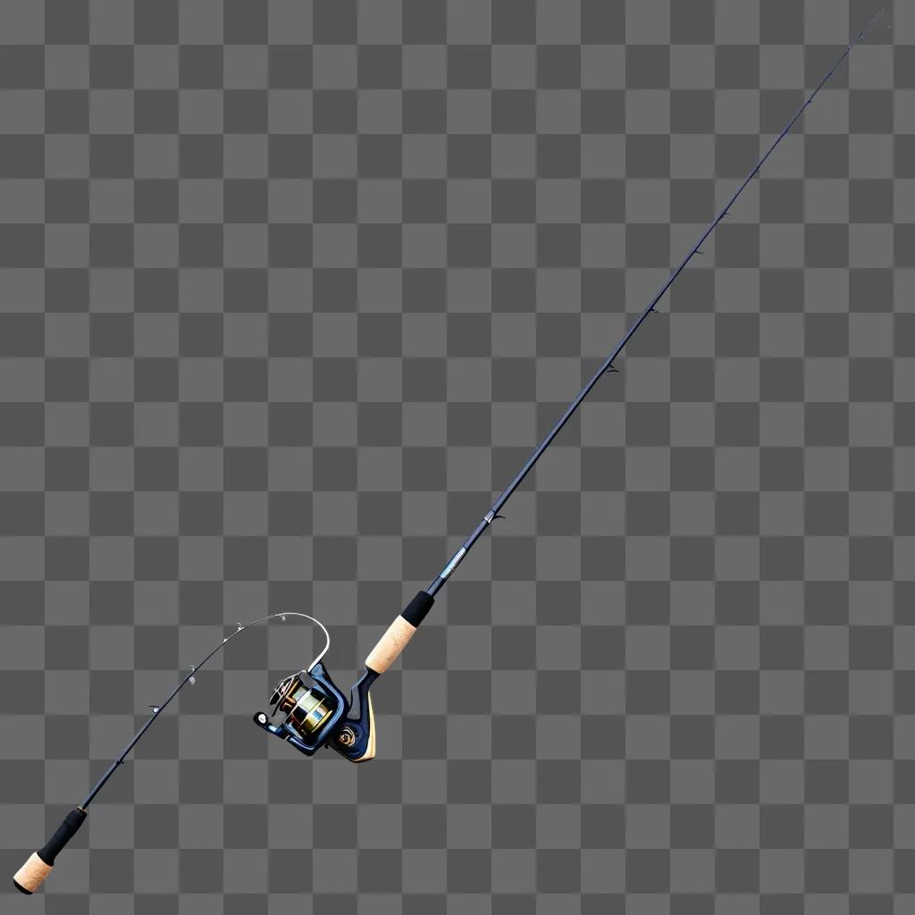 Fishing rod on grey surface with light on it