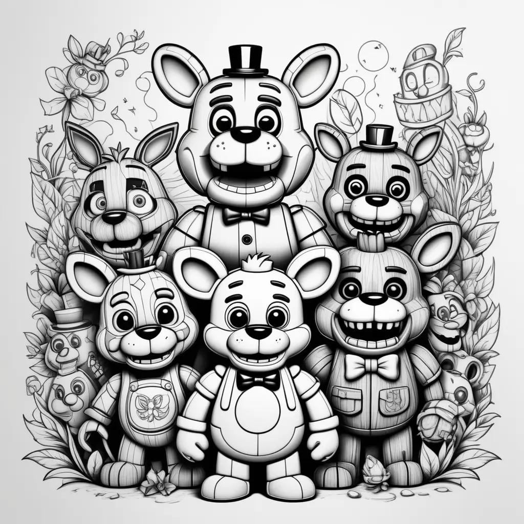 Five Nights at Freddys coloring page with black and white