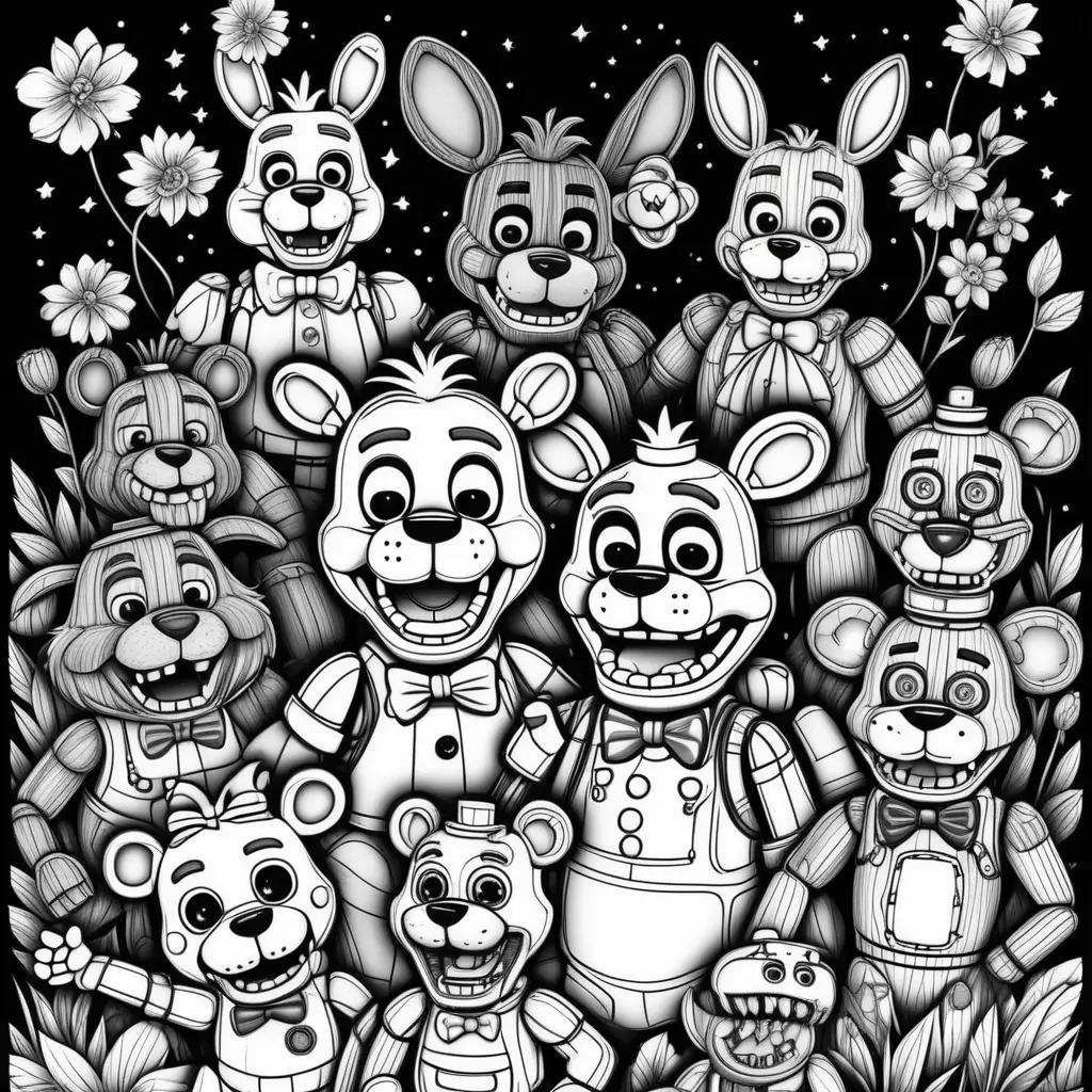 Five Nights at Freddys coloring pages in black and white