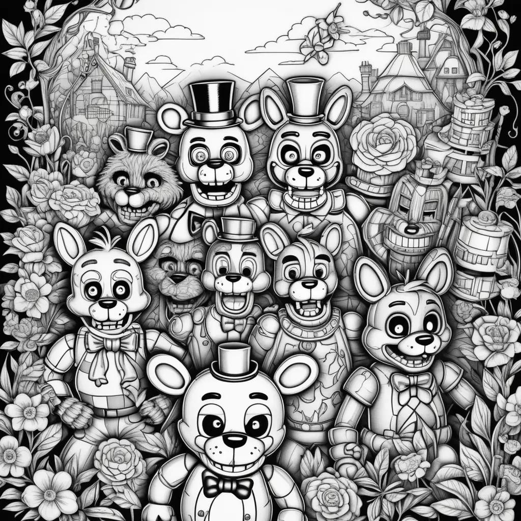 Five Nights at Freddys coloring pages with cartoon animals