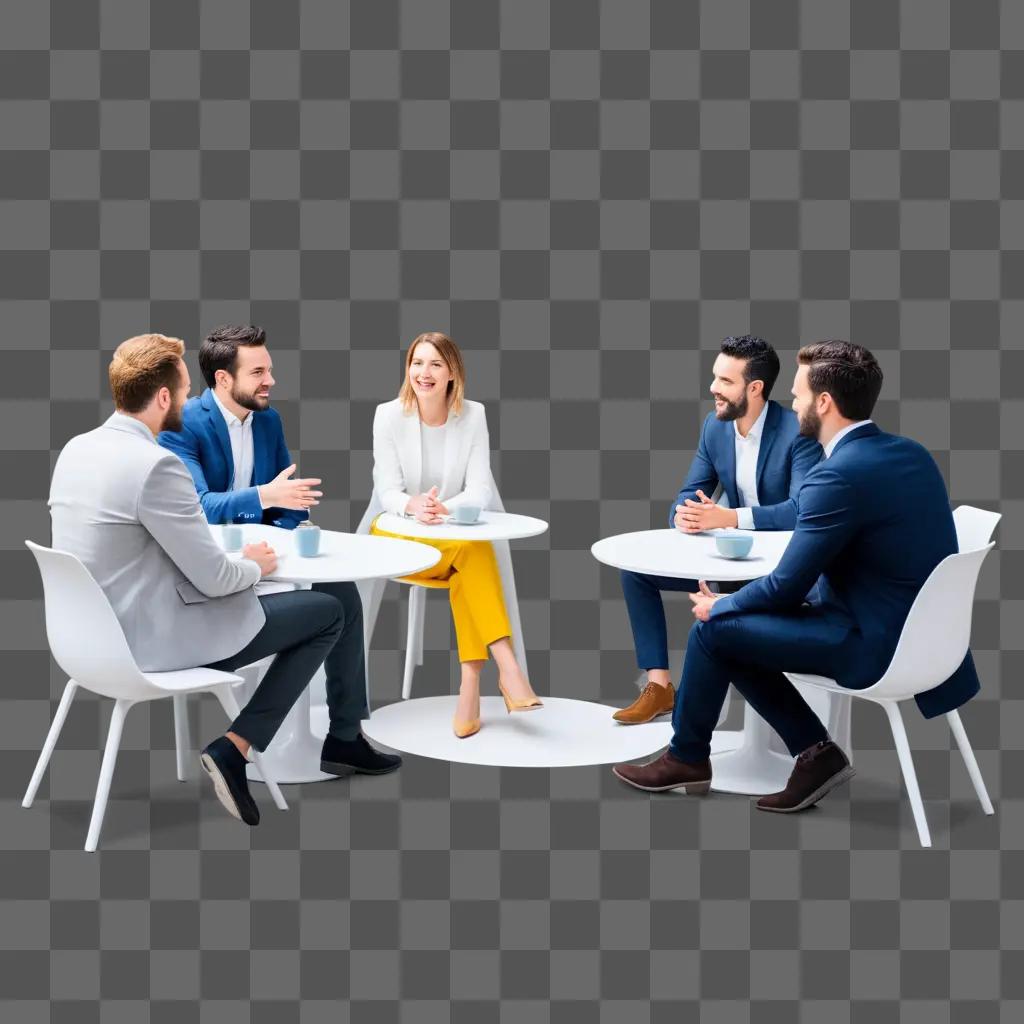 Five people discussing in a meeting room