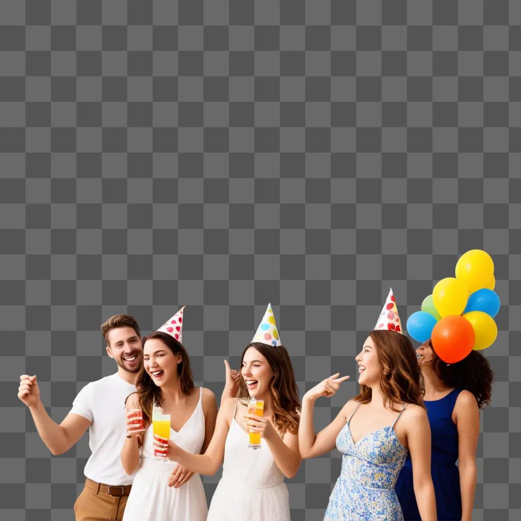 Five people partying at a party